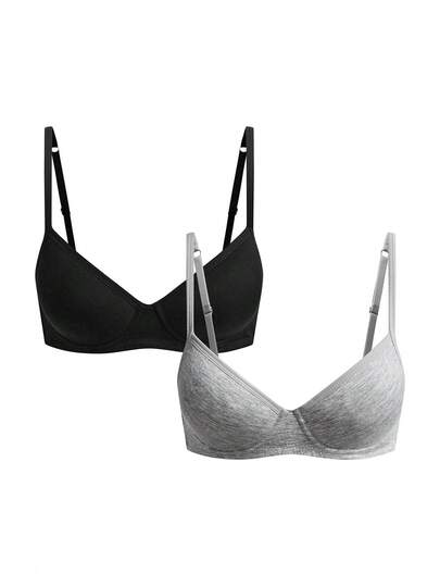 Ocili Bộ 2 áo ngực nữ màu trơn, kiểu dáng thường ngày, thoải mái.