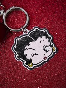 Betty Boop x SHEIN 1PC Betty Boop Spotted Red Big Love Pearl Key Pendant Premium Car Bag Pendant Accessories - Multicolor - View 4