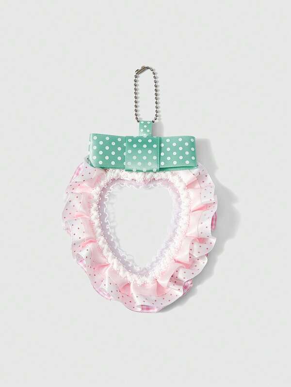 ROMWE Anime 1Pc Pink Kawaii Sweet And Cute Y2K Pop Art Retro Polka Dot Polka Dot Strawberry Mass Production Bag Pendant, Small Card Can Be Installed