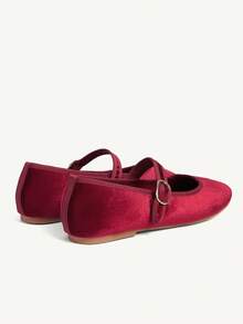 CUCCOO CHICEST Women Shoes Burgundy Velvet Belt Fashionable And Comfortable Spring And Autumn Flat Shoes - burgundy velvet - View 5