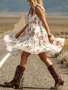 LanaWest Women's Floral Print Ruched Casual Party Dress - Multicolor - View 5