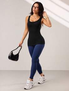 Easithlete Women's Solid Color Casual Versatile Daily Wear & Sports T-Shirt - Black - View 5