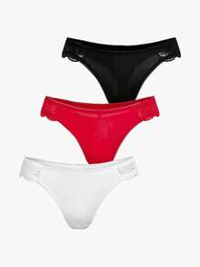 Bisouelle 3pack Sexiga stringtrosor i kontrastspets - Multifärgad - Visa 1