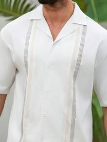 VENTUSAIL 男士短袖单排扣衬衫和裤子休闲套装 - 彩色 - 查看 5