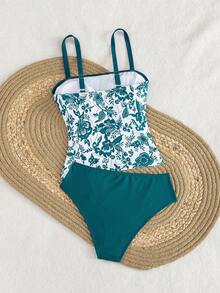 Swim Lushoire Áo bikini hai dây thanh lịch dành cho nữ, có họa tiết in, phong cách Bohemian, thích hợp cho kỳ nghỉ hè trên bãi biển. - Màu xanh ngọc - Xem 8