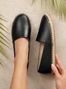 SHUZIA Giày bệt nữ kiểu espadrille thoải mái, bền chắc, thiết yếu với đường may tỉ mỉ. - màu đen - Xem 3