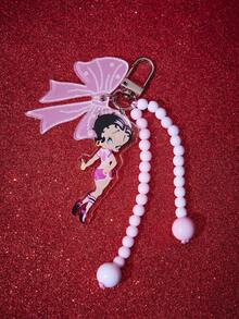 Betty Boop x SHEIN 1 Móc khóa hình nơ hồng đính hạt Betty Boop, mặt dây chuyền thắt nút, phụ kiện nhỏ xinh cho túi xách. - Nhiều màu - Xem 3