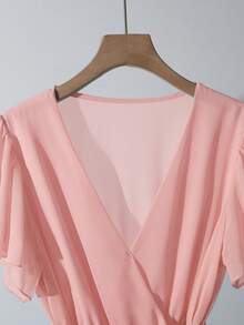 Qadelle New Arrival Spring/Summer Elegant Flowy Chiffon Dress For Women - Pink - View 6