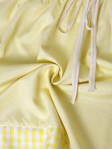 Sweetra Camisa holgada, casual y linda con cuello con volantes y manga corta a cuadros azules para tallas grandes - Amarillo - Ver 5