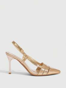 CUCCOO SZL Women's Pointed Toe Buckle Design Fashionable High Heels, Versatile For Daily Wear - Champagne - View 2