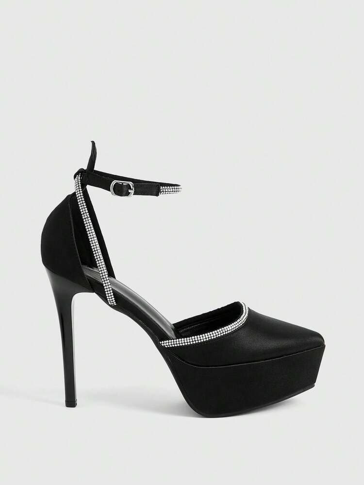 CUCCOO LuxiPop Spring And Summer New Style Fashionable Diamond Band Cross-Wrap Structure Design Pointed Toe Wine Glass Heel High Platform Waterproof Elegant And Sexy Apricot Color Plastic Material Women's High Heels Open-Toe Shoes Evening Dress Shoes Date Afternoon Tea Party Valentine's Day Elegant Outfit