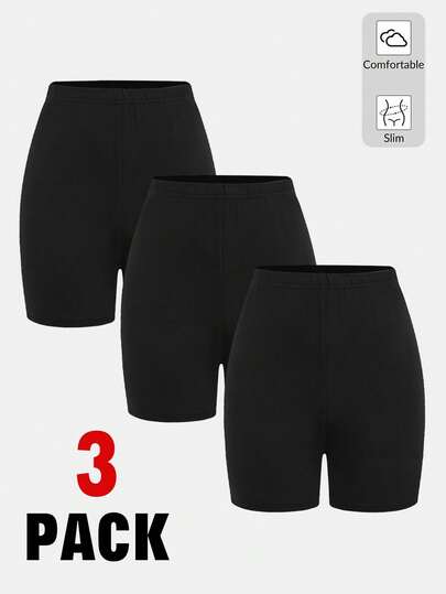 Girlism Bộ 3 món quần legging, quần đùi, quần lửng đa năng màu đen dành cho nữ tuổi teen, thích hợp mặc ở nhà, mặc thường ngày/phối đồ/thể thao. Mua 1 tặng 3.