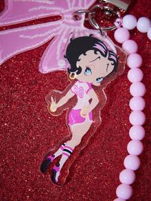 Betty Boop x SHEIN 1 Móc khóa hình nơ hồng đính hạt Betty Boop, mặt dây chuyền thắt nút, phụ kiện nhỏ xinh cho túi xách. - Nhiều màu - Xem 4