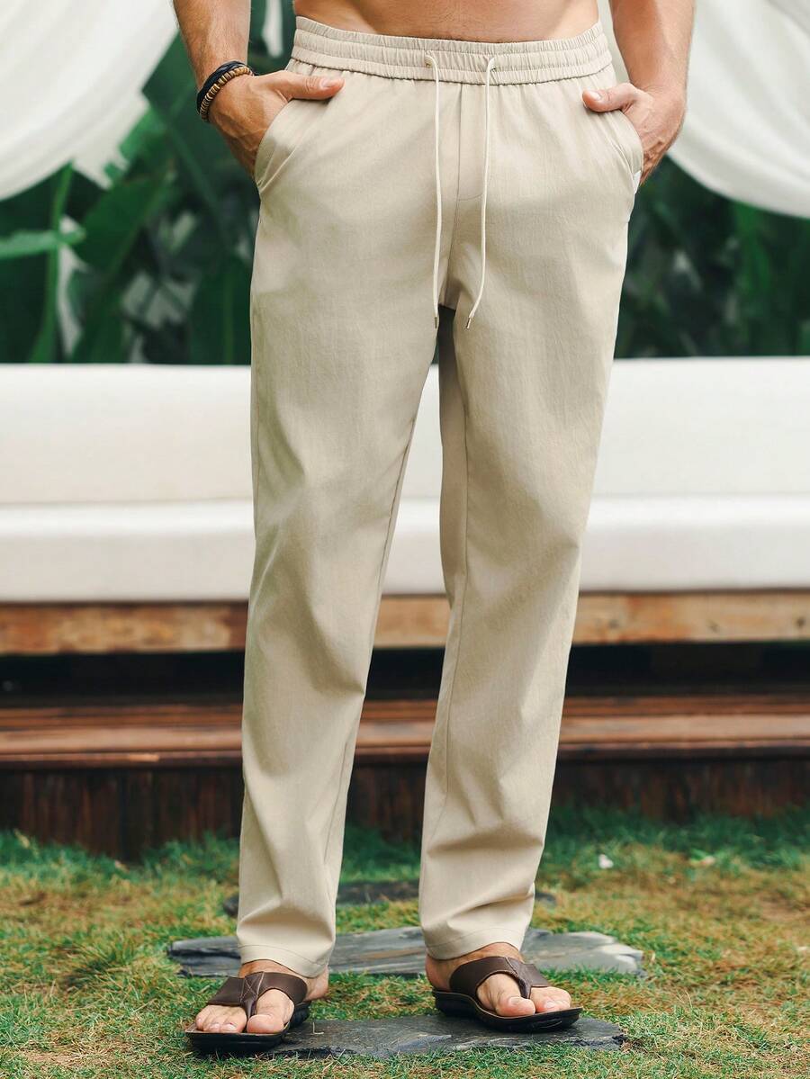 VENTUSAIL Men's Solid Color Casual Business Pants - Khaki - View 1