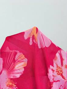 Soleia Conjunto de bikini y pareo con estampado floral para mujer - Rosa - Ver 8