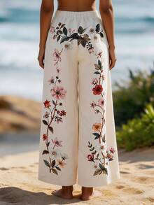 Balvessa Quần ống rộng dáng suông in hoa dành cho nữ, kiểu dáng thường ngày. - Nhiều màu - Xem 2