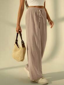 SHEIN Tall Women's Plain Trousers, Fashionable For Summer Winter Brown Casual Spring - Brown - View 8