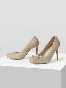 Mnmlis Women's Fashion Sweet And Comfortable Versatile Stiletto High Heels Shoes - Apricot - View 1