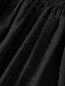SHEIN MOD Women's Solid Color Pleated Elegant Spaghetti Strap Mini Dress - Black - View 7