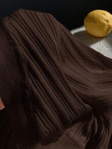SHEIN EZwear Cardigan Rajut Lengan Pendek Cokelat Kasual Lucu untuk Wanita, Musim Semi/Panas - Coklat - View 5