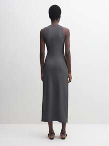BizChic Vestido feminino sem mangas com decote redondo e amarração na cintura, versátil para escritório, deslocamento diário, negócios, ocasiões sociais, trajes formais, roupa de trabalho, formatura, festival de junho, estilo urbano casual elegante, retrô anos 90, convidada de casamento, madrinha, anfitriã, passeio, encontro, festa de aniversário, reunião, férias, praia, festival de música country, viagem, minimalista, brunch, chá da tarde, roupa para aeroporto. - Cinza escuro - Ver 6