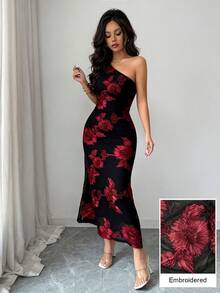 Modelyn Đầm midi thanh lịch, xẻ tà, ôm sát, gợi cảm dành cho nữ, với thiết kế vai lệch, dành cho phái nữ. - Nhiều màu - Xem 7