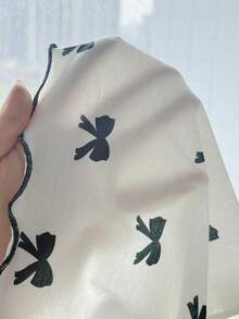 SHEIN Bộ đồ ngủ dệt kim thường ngày 3 món cho bé gái tuổi teen, bao gồm áo hai dây in hình nơ xinh xắn, quần dài và quần short. - Đen và trắng - Xem 7