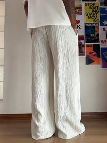 PAVTROS Men's Loose Vertical Striped Linen Wide Leg Pants - Beige - View 2