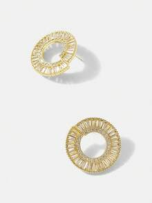 MOTF PREMIUM PRE18K钻石轻奢圆形壁龛个性化耳环 - 金色 - 查看 8