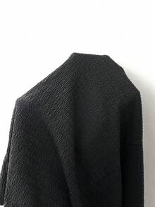 Easowa 女士优雅纯色收腰迷你连衣裙，夏季 - 黑色 - 查看 10