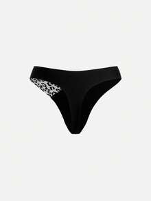 Bella Beso 5pcs/Pack Seamless Scallop Design Women Underwear, Comfortable Contrast Color Thong Panties, Leopard Print & Silk-Like Fabric, Suitable For All Seasons And Daily Wear - Multicolor - View 14