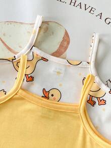 SHEIN Playful Pals Baby Girl Cartoon Print Camisole And Shorts Set, Summer - Yellow - View 7