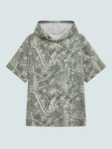 Modcrash Áo thun ngắn tay có mũ, kiểu dáng cổ điển, nhuộm tie-dye, phong cách thường ngày, tay lửng, dành cho nam, phong cách retro Mỹ, unisex, dáng rộng thoải mái, phù hợp cho trang phục mùa hè – Thích hợp cho mặc hàng ngày và các kỳ nghỉ hè. - Xám - Xem 2