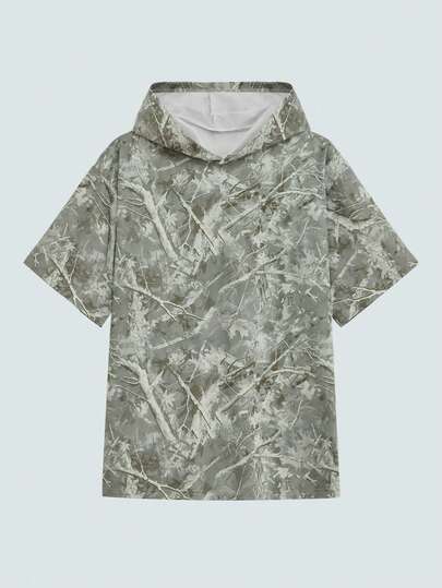 Modcrash Áo thun ngắn tay có mũ, kiểu dáng cổ điển, nhuộm tie-dye, phong cách thường ngày, tay lửng, dành cho nam, phong cách retro Mỹ, unisex, dáng rộng thoải mái, phù hợp cho trang phục mùa hè – Thích hợp cho mặc hàng ngày và các kỳ nghỉ hè.