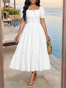 SHEIN Lady Váy đầm dự tiệc cho nữ, váy đi nghỉ mát. - trắng - Xem 6