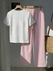 Comfortcana Bộ 2 món gồm áo tay ngắn và quần kẻ sọc thêu giả, trang phục thường ngày phù hợp cho đi làm, hẹn hò, dự tiệc, mùa thu/đông/hè, Giáng sinh, Năm mới, Lễ Tạ ơn, tiệc tùng, đám cưới, bãi biển, lễ tốt nghiệp, thời trang, thanh lịch, thường ngày, đi chơi, hẹn hò, đặt chỗ, đi làm, lấp lánh, Ngày lễ tình nhân, sang trọng, kỳ nghỉ, thường ngày, Y2K, đi chơi, lễ tốt nghiệp và các dịp khác. - Nhiều màu - Xem 2