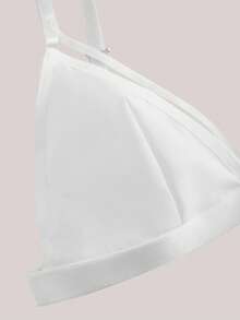 2pcs Women's Solid Sheer Comfort Lingerie Set - White - View 3