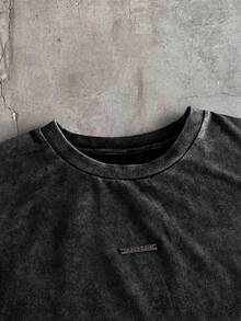 AXEPEAK Men's Summer Washed Metal Decor Round Neck Tank Top - Black - View 3