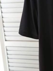 SHEIN 2pcs Men's Minimalist Fashion Letter & Game Console Print Short Sleeve T-Shirt And Shorts Pajama Set - Black - View 6