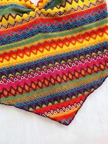 Soleia 春夏新款休闲度假西部海滩婚礼宾客着装毕业早午餐女装圣帕特里克节春假复活节音乐节优雅波西米亚热带彩色条纹吊带背心两件套 - 彩色 - 查看 5