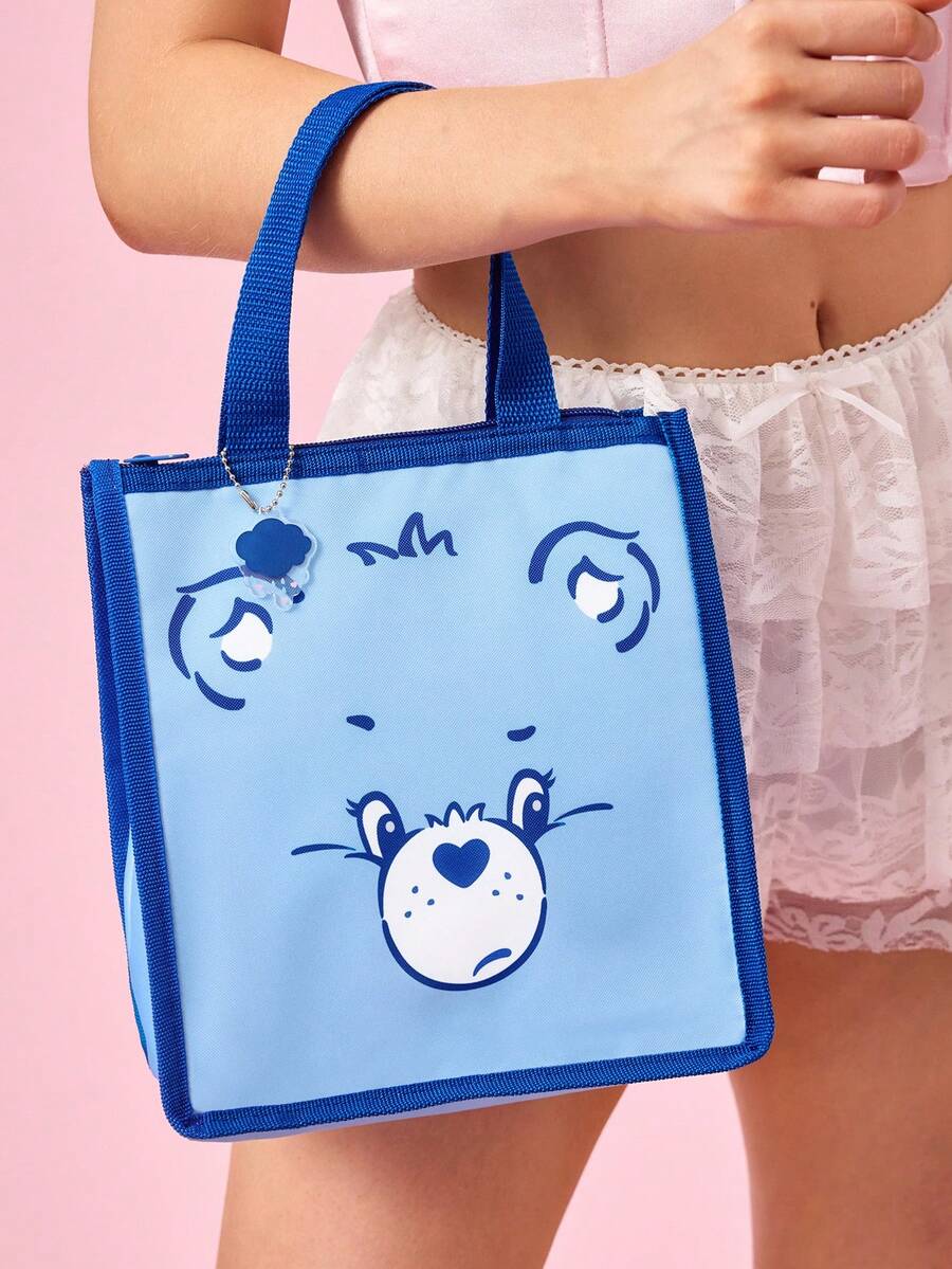 SHEIN X Care Bears 1个印花图案保温午餐包，可保温或保冷，野餐包，大容量，可装午餐盒和饮料，适合野餐、露营、旅行、家庭使用，适合家庭、学生，Cheer Bear - 藍色 - 查看 1