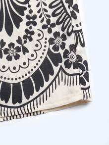 Lyxana Women's Casual Daily Vacation Printed Elastic Waist Pants - Apricot - View 6