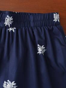 Franclia Quần ống đứng dáng thường ngày dành cho nữ, cạp chun, họa tiết tối giản. - Màu xanh hải quân - Xem 3