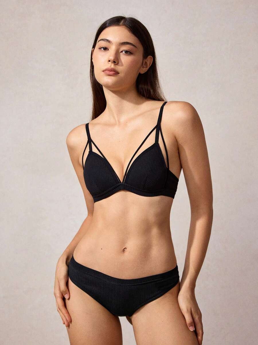 Veilyse 胸衣和內褲套裝 - 黑色 - 查看 1