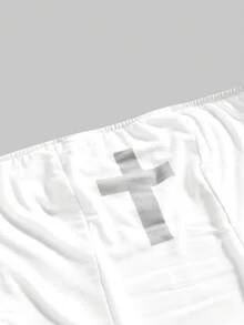 ROMWE Grunge Punk Cross Mesh Asymmetrical Tassel Ruffle Hem Bandeau Bodycon Top - White - View 3