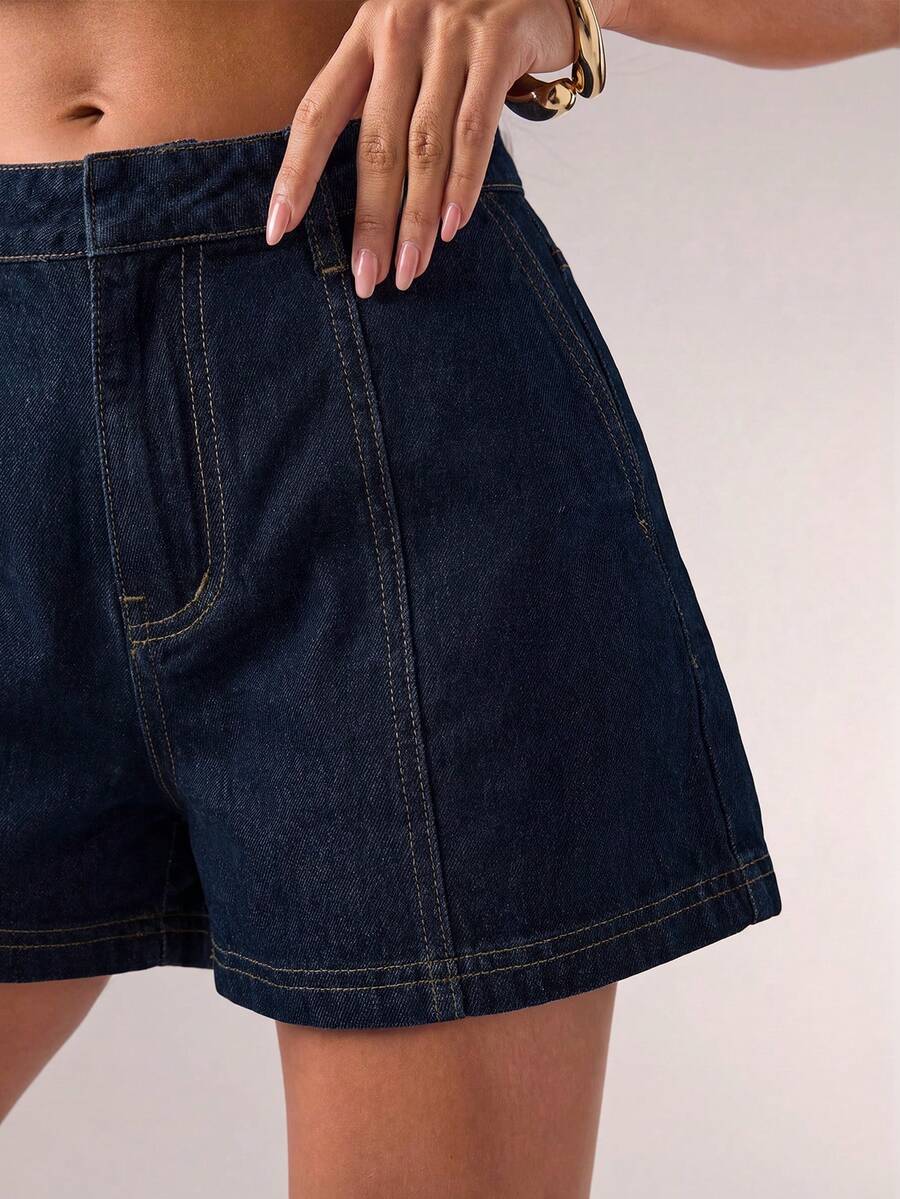 Firerie Women's Loose Fit Wide Leg Denim Shorts,Navy Blue Summer Casual Everyday Jorts,Chic Y2k Streetwear,Elegant Business Beach Vacation Carnival Costume - Blue - View 1