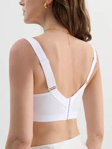 Hourtrue 1 件女士柔软舒适休闲宽肩带聚拢调整钢圈文胸内衣 - 白色 - 查看 2