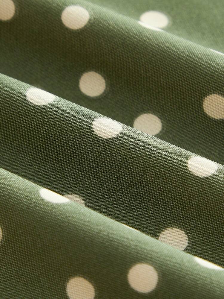 Robe maxi élégante à pois vert foncé
