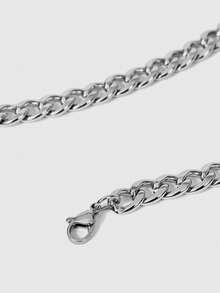 ROMWE Grunge Punk 1pc Fashionable Punk Style Rivet Decor Stainless Steel Long Necklace, Casual Street Wear - Multicolor - View 4
