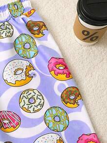 SHEIN 男童休闲时尚连体泳裤，甜甜圈印花，抽绳可调节腰带，适合游泳、海滩、泳池、暑假、假日和休闲活动。 - 彩色 - 查看 6